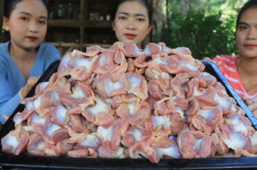 Yummy cooking fried chicken's stomach with chili sauce recipe