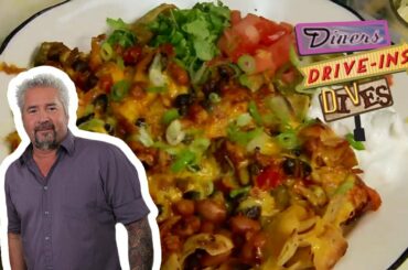 Guy Fieri Eats Chicken Chili Corn Chip Pie | Diners, Drive-Ins and Dives | Food Network