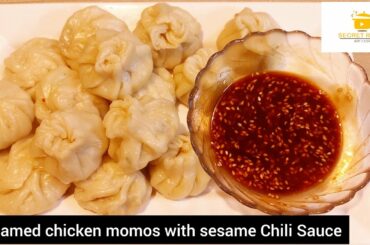 Steamed Chicken dumplings/ momos with sesame Chili Sauce recipe by secret recipe
