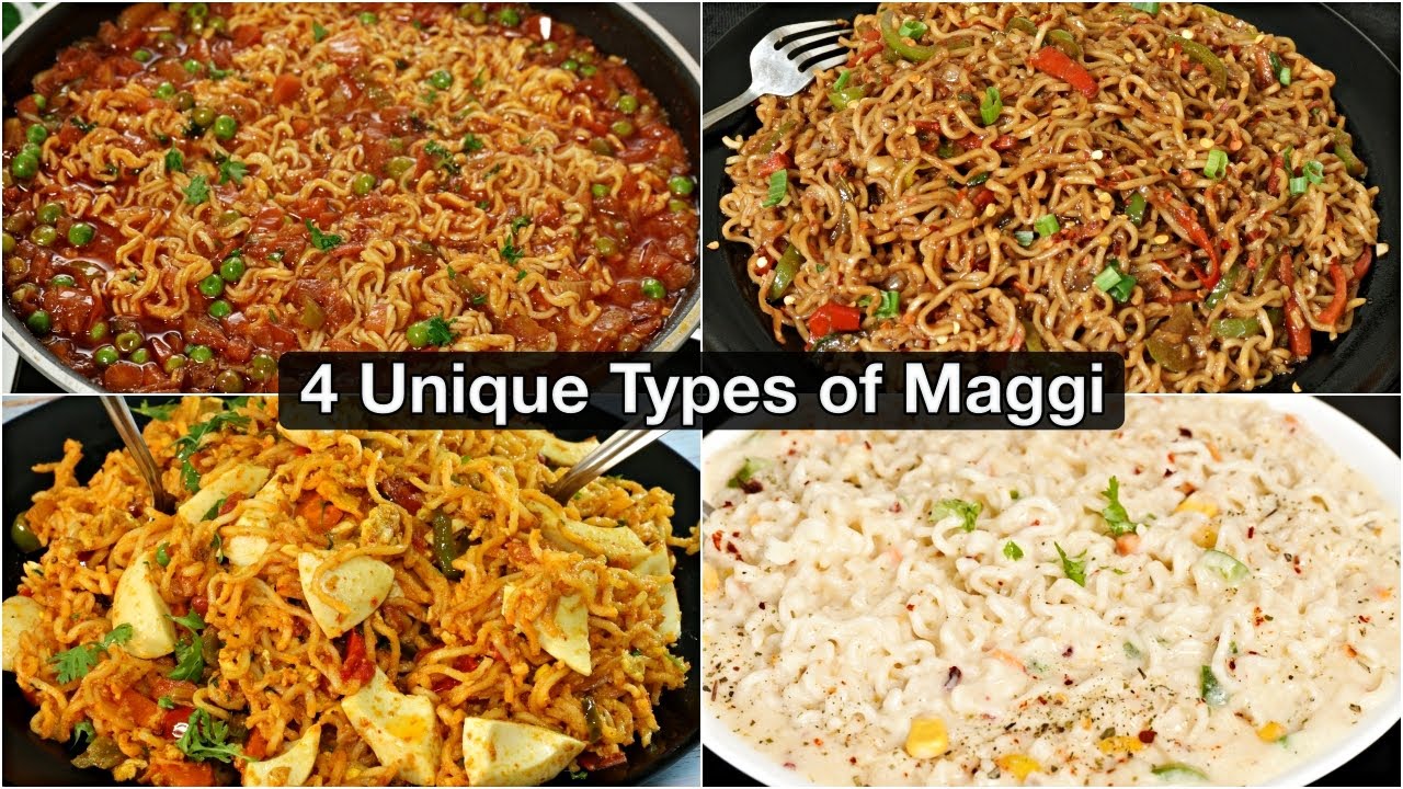 4 Types of Maggi Recipe Curry Masala Maggi Hot Chili Garlic Maggi Egg Maggi Cheese Maggi