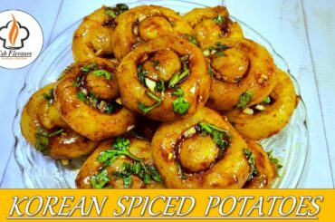 Korean Spiced Potatoes | Spicy Potato Noodles recipe|Trending Korean Chilli Garlic Potatoes Starters