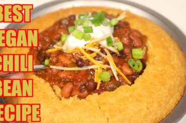 DELICIOUS EASY VEGAN CHILI BEAN RECIPE | CORNBREAD