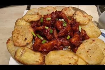 Sweet Chili BONELESS Chicken bites twice-fried with circle CHIPS, Easy Chicken Chili recipe!