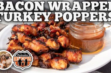 Crispy Bacon Wrapped Turkey Poppers | Blackstone Griddle Recipes
