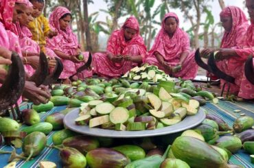 Begun Bahar - 100 KG Eggplant Fried Curry Recipe - Tasty Village Food - Brinjal Cooking by Women