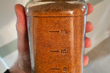 This jar is entirely homegrown, smoked, dried, and ground peppers