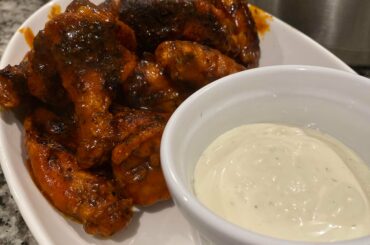 Homemade Lemon Pepper Wet, with a Valentina’s Buffalo Sauce.
