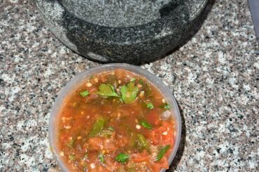 Breaking in my molcajete that I was gifted for Christmas