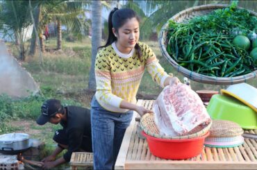 Today is so cold - We cook green chili with pork ribs soup - Countryside vlog