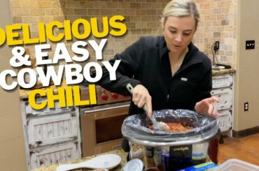 Super Simple, Easy and Delicious Crockpot Cowboy Chili - Under 15 minutes #cooking