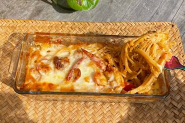 Cheesy Baked Linguine with Chili Saba