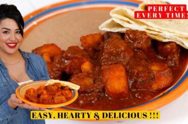 Mexican CARNE con CHILE COLORADO Y Papas | Stewed BEEF and  Potatoes