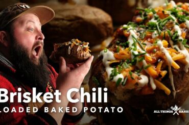 Brisket Chili Loaded Baked Potatoes