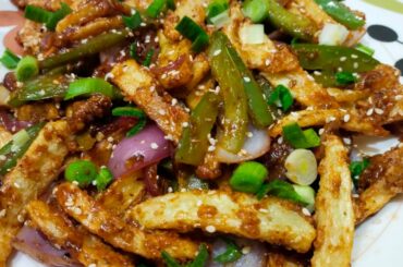 Chili Potatoes recipe||Alo sa bnye Mazadar recipe||5 mint Chili Potatoes recipe