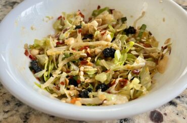 Spicy salad - added plenty of crushed red pepper flakes to ginger-based salad dressing.