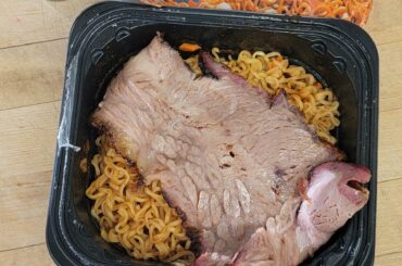 12 hr smoked brisket in some spicy yakisoba.