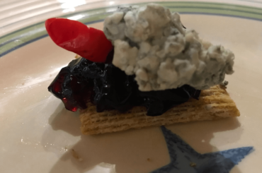 Elderberry jam, blue cheese, and Tabasco pepper