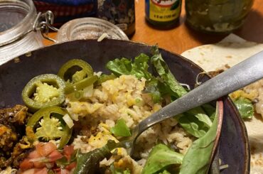 Burrito bowl with sidekicks.