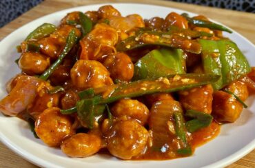 soya chunks chilli recipe / soya bean chili recipe / easy chilli soya chunks recipe