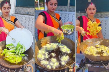 Mirchi bhajiya recipe - chili pakora  street style snack recipe #recipe #pattibhajiya #mirchibhajiya