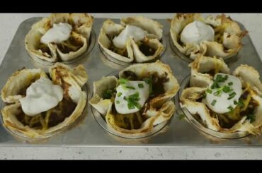 Try these baked chili tortilla cups at your next watch party | Meg Unprocessed