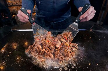 How to make the Best Restaurant Style Crispy Chili Beef on a Flat Top Griddle