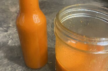 Homemade fermented cayenne pepper and Tabasco chiles.