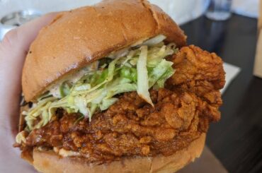 Nashville hot Chicken sando from Scratch (San Jose, CA). Level 5 (habanero and ghost pepper). Def getting a 6 or 7 next time