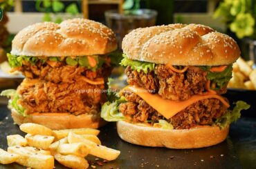 KFC Style Mighty Zinger Burger Recipe by SooperChef