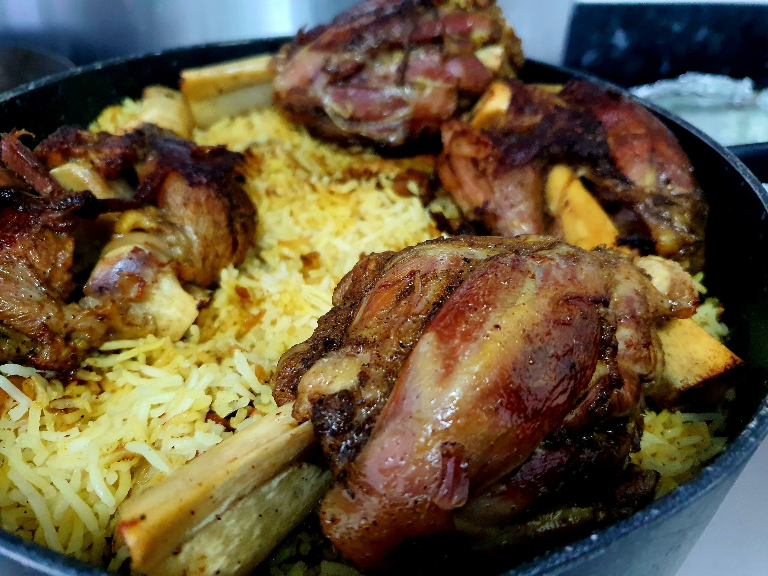 Lamb Shanks and Arabic rice. Chili Chili