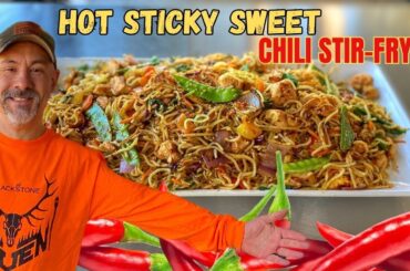 Hot Sticky Sweet Chicken Chili Stir-Fry On The Blackstone Griddle