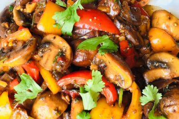 GARLIC MUSHROOM PEPPER FRY | Quick & Easy Mushroom Recipe