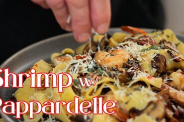 TASTY Shrimp Pasta Recipe I make on repeat! | homemade pasta, sweet chili sauce, tons of garlic!