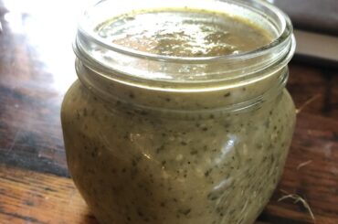 Salsa Verde with garden tomatillos Serrano and Habanero.