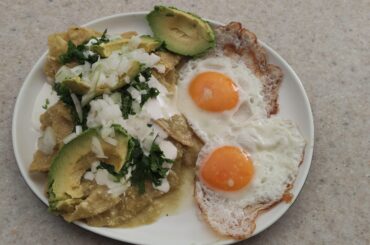 my take on chilaquiles verdes, cheese not pictured