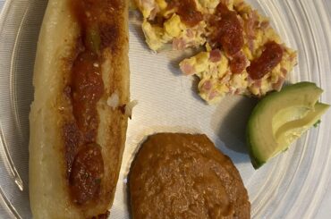 Sinaloan breakfast- tamal de elote, frijoles puerco all home made (and the elotes from the farm)! Super delicious