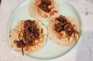 I made Huevos a la Mexicana with left over beef barbacoa