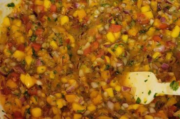 Mango peach habanero salsa fresca