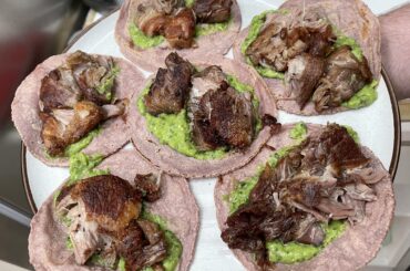 Raw Tomatillo Avocado Salsa on Carnitas Tacos!