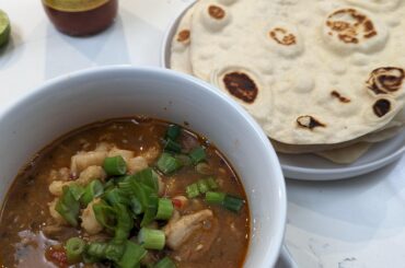 Pozole Rojo and homemade tortillas