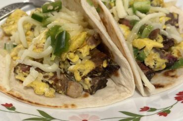 not sure if this counts but bbq brisket and egg tacos w/jalapeno, onion and chihuahua cheese.