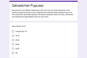 Survey questions for our Salvadorian cater