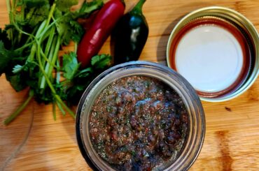 Homegrown tomatillo salsa.