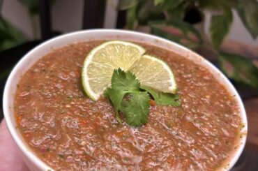 I improvised some salsa tonight because I had some leftover home cooked shredded chicken that I wanted to turn into tacos tonight