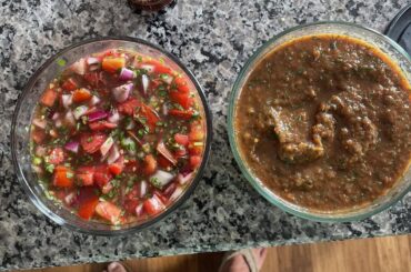 Two Salsas one grilled one raw!