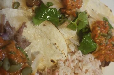 Fire roasted red pepper salsa for smoked lamb tacos