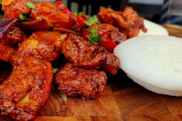 Spicy Chicken Chilly - It's a weird combo. Name this rice Cake ????