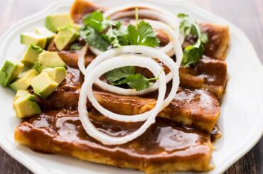 Enchiladas with a very spicy sauce