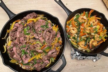 Marinated Skirt Steak and Shrimp Fajitas with Homemade Salsa