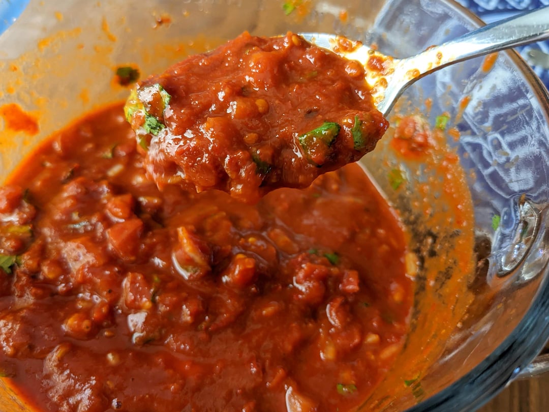 Restaurant Style Salsa using the “Holy Trinity” of dried peppers